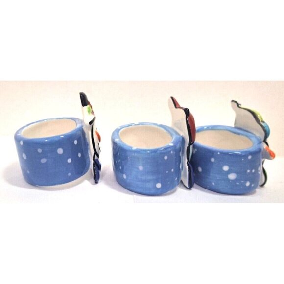 Whole Home Harmony Snowman 3D Face Napkin Rings Set of 3 Multicolor - Picture 4 of 7